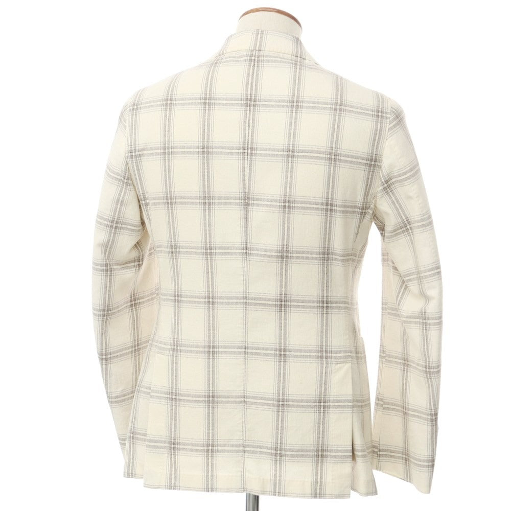 [New Outlet] LBM1911 Cotton Check Casual Jacket Off-White x Grayish Brown [46] [Condition Rank N-] [Men&