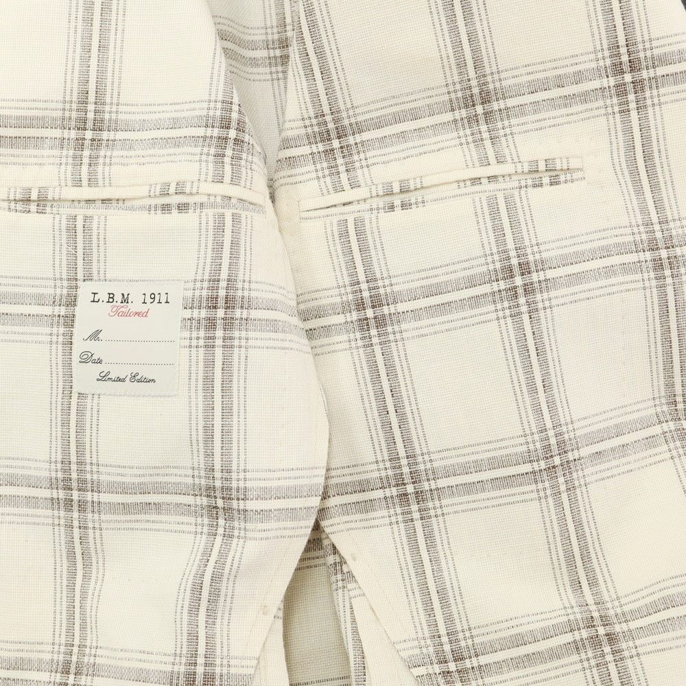 [New Outlet] LBM1911 Cotton Check Casual Jacket Off-White x Grayish Brown [46] [Condition Rank N-] [Men&