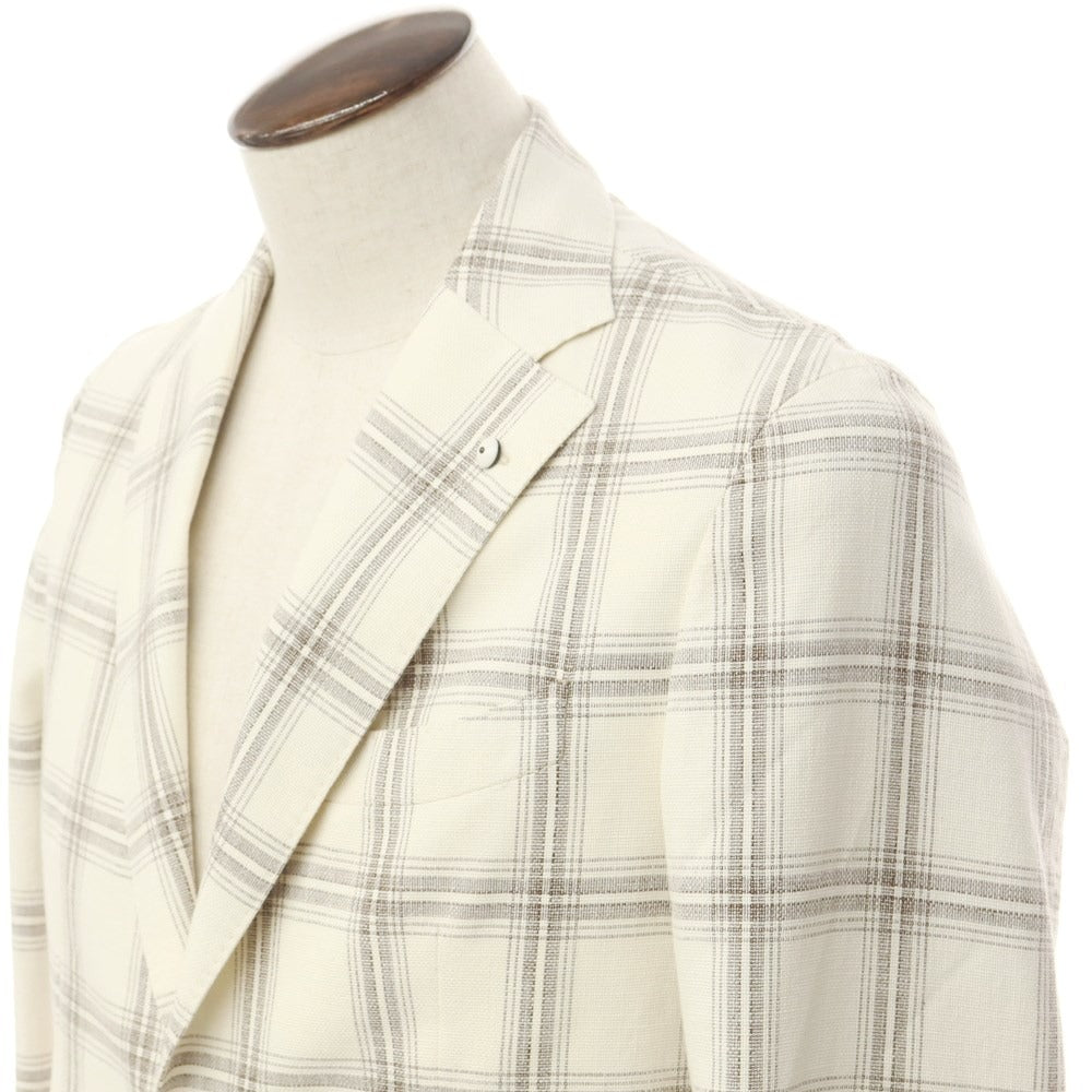 [New] LBM1911 Cotton Check Casual Jacket Off-white x Grayish Brown [48] [Condition Rank N] [Men&