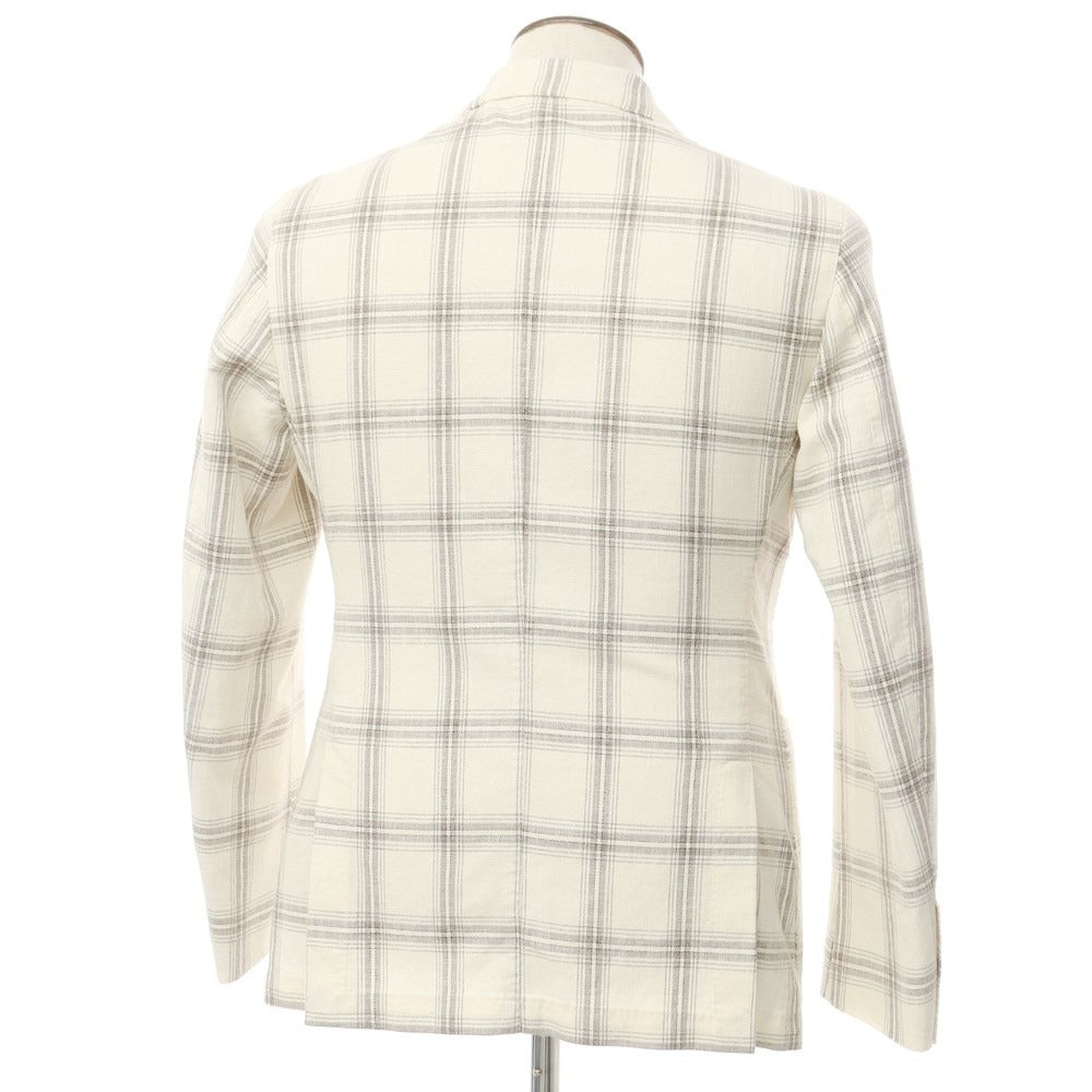 [New] LBM1911 Cotton Check Casual Jacket Off-white x Grayish Brown [48] [Condition Rank N] [Men&