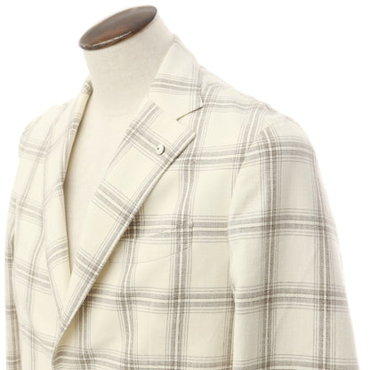 [New] LBM1911 Cotton Check Casual Jacket Off-white x Grayish Brown [50] [Condition Rank N] [Men&