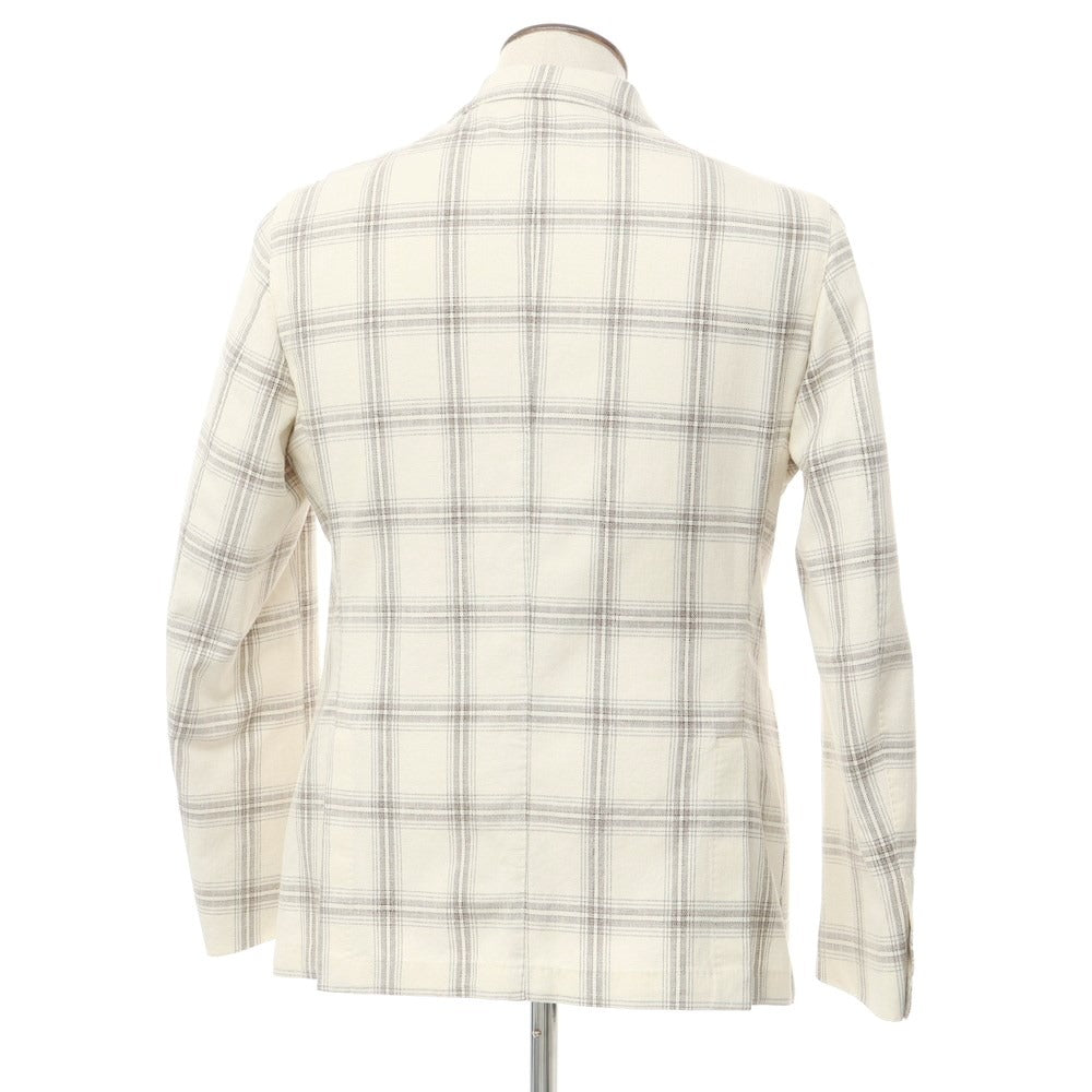 [New] LBM1911 Cotton Check Casual Jacket Off-white x Grayish Brown [50] [Condition Rank N] [Men&