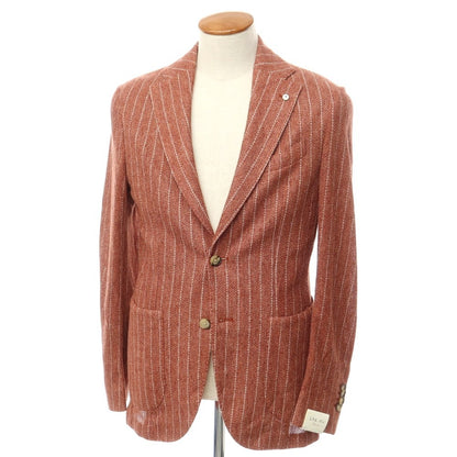 [New] LBM1911 Linen Stripe Casual Jacket
 Red brown x off white [Size 48] [BRW] [S/S] [Condition rank N] [Men&