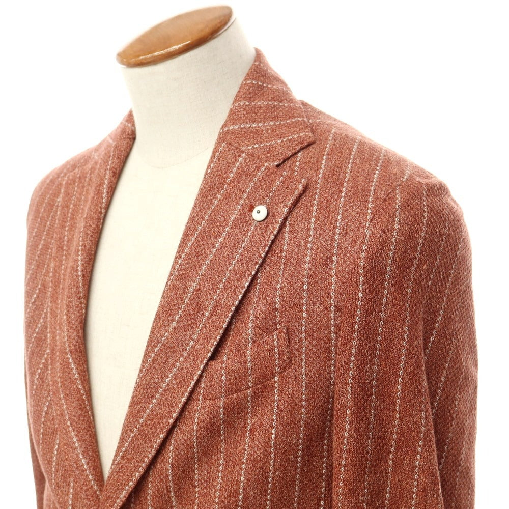 [New] LBM1911 Linen Stripe Casual Jacket
 Red brown x off white [Size 48] [BRW] [S/S] [Condition rank N] [Men&