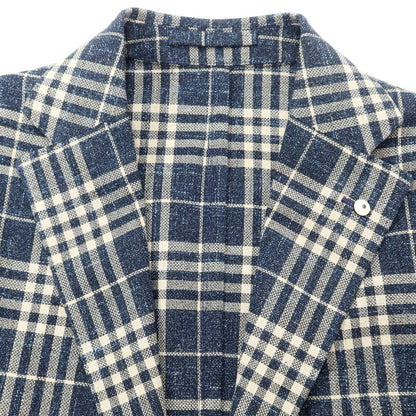 [New] LBM1911 Cotton Linen Check Casual Jacket
 Light navy x off-white [Size 46] [NVY] [S/S] [Condition rank N] [Men&