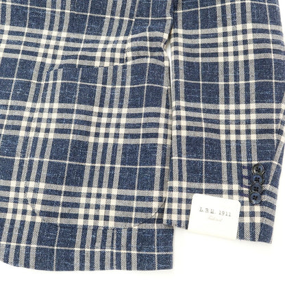 [New] LBM1911 Cotton Linen Check Casual Jacket
 Light navy x off-white [Size 46] [NVY] [S/S] [Condition rank N] [Men&