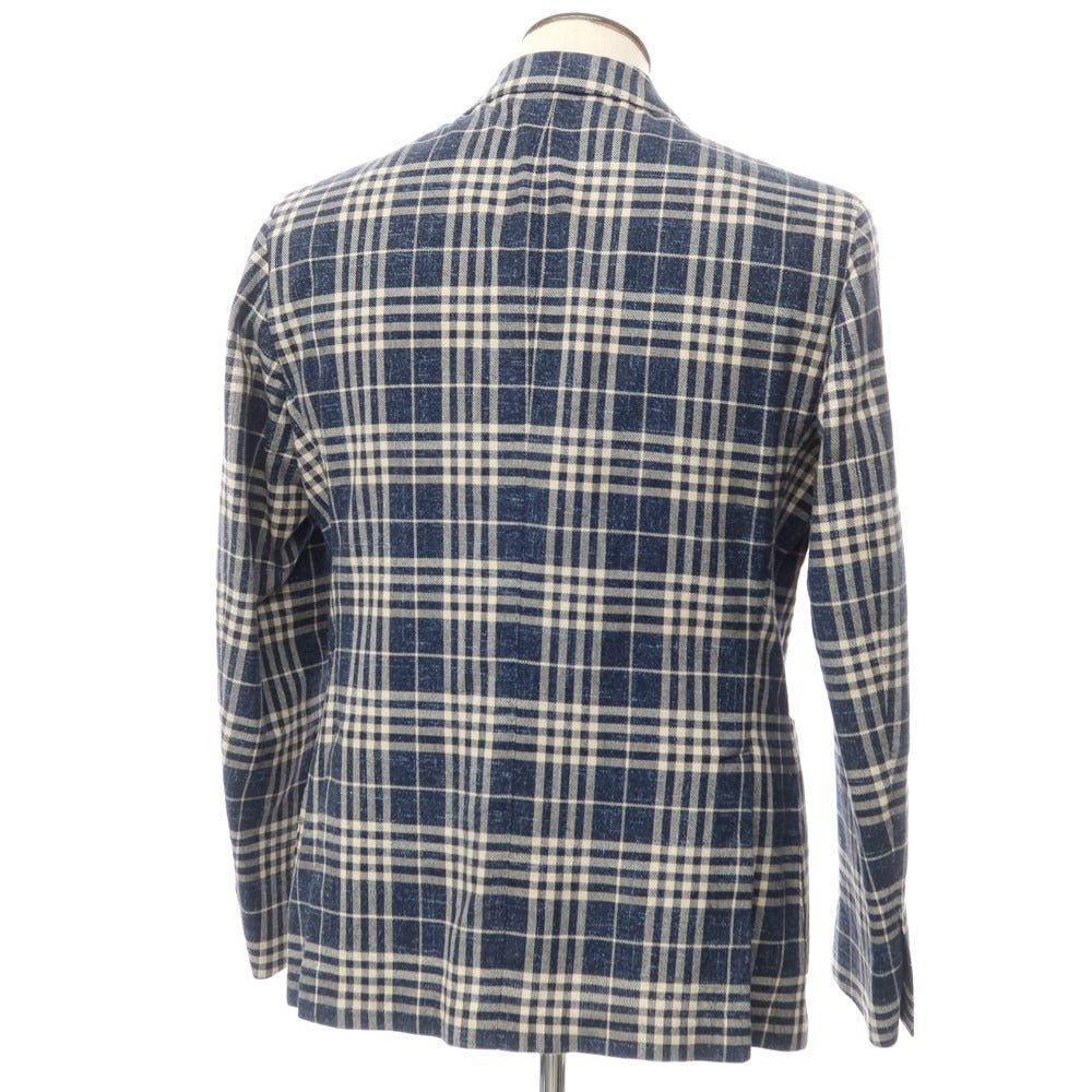 [New] LBM1911 Cotton Linen Check Casual Jacket
 Light navy x off-white [Size 50] [NVY] [S/S] [Condition rank N] [Men&