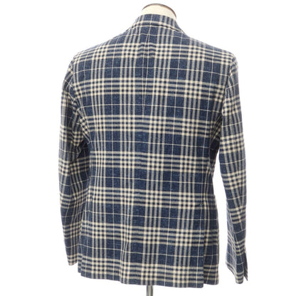 [New] LBM1911 Cotton Linen Check Casual Jacket
 Light navy x off-white [Size 50] [NVY] [S/S] [Condition rank N] [Men&