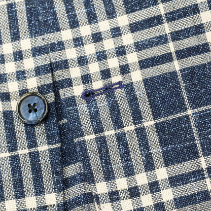 [New] LBM1911 Cotton Linen Check Casual Jacket
 Light navy x off-white [Size 50] [NVY] [S/S] [Condition rank N] [Men&