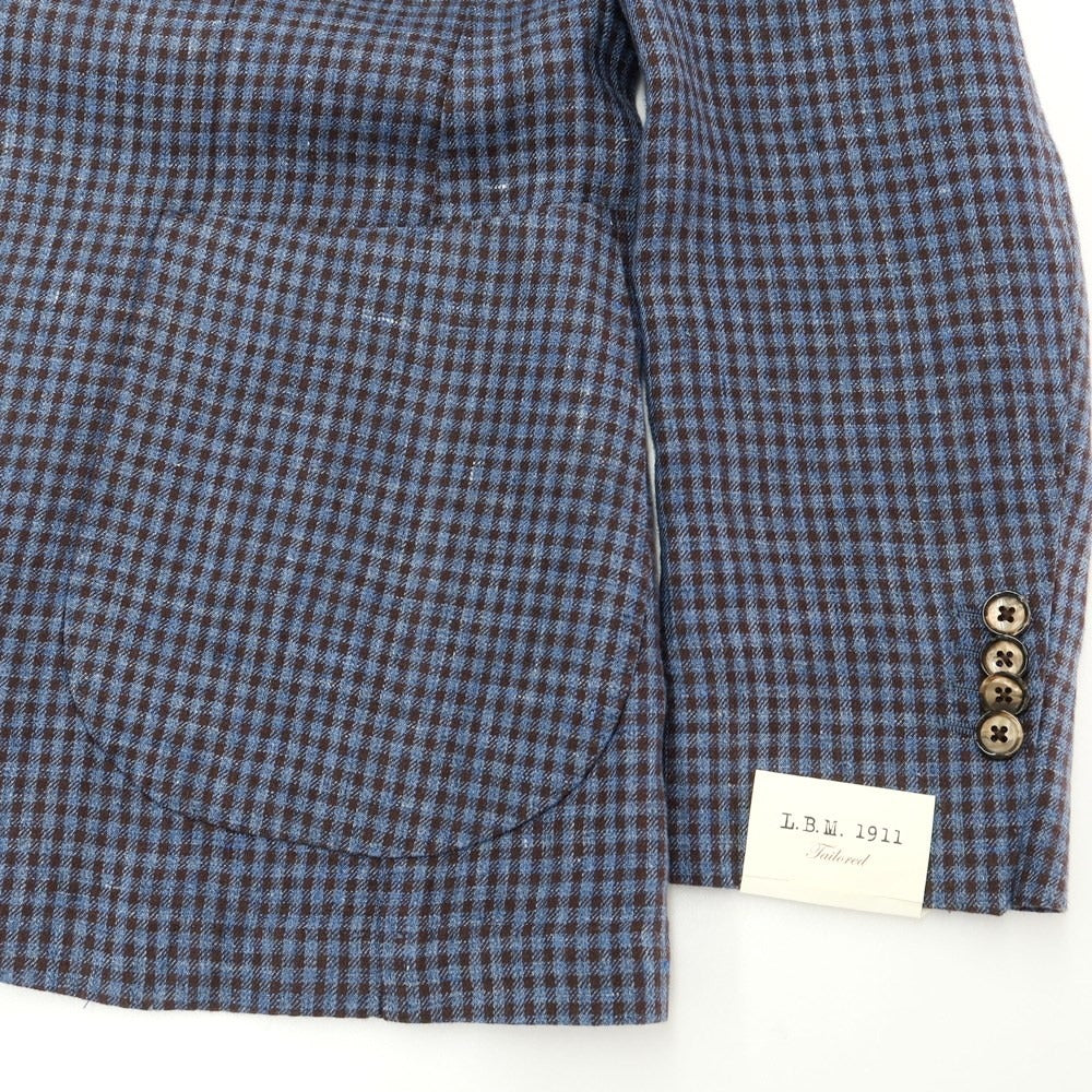 [New] LBM1911 Linen Check Casual Jacket Blue x Dark Brown [46] [Condition Rank N] [Men&