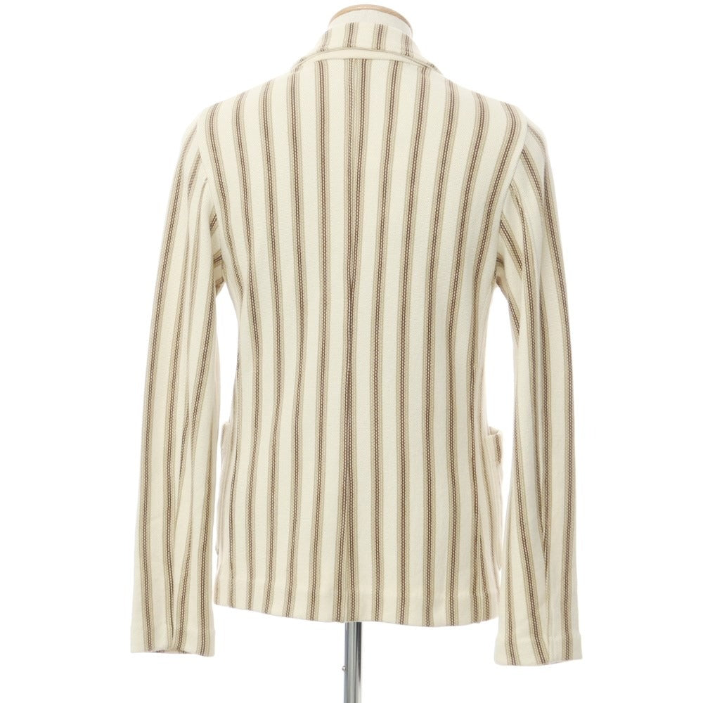 [New Outlet] LBM1911 Mid-gauge cotton striped knit jacket, ivory x beige [44] [Condition rank N-] [Men&