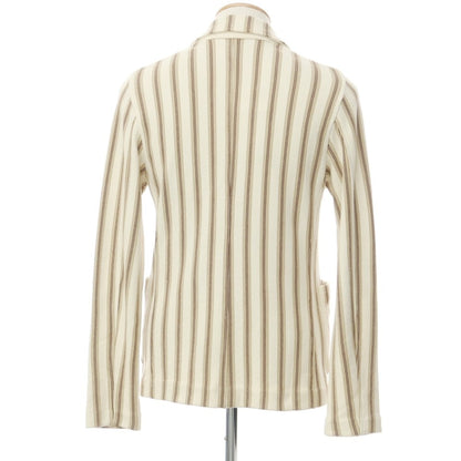 [New Outlet] LBM1911 Mid-gauge cotton striped knit jacket, ivory x beige [44] [Condition rank N-] [Men&