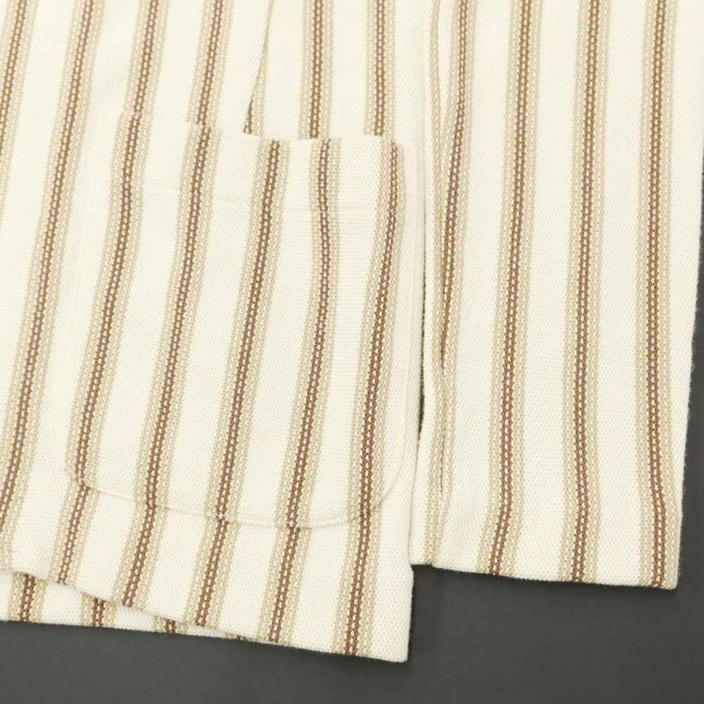 [New Outlet] LBM1911 Mid-gauge cotton striped knit jacket, ivory x beige [44] [Condition rank N-] [Men&