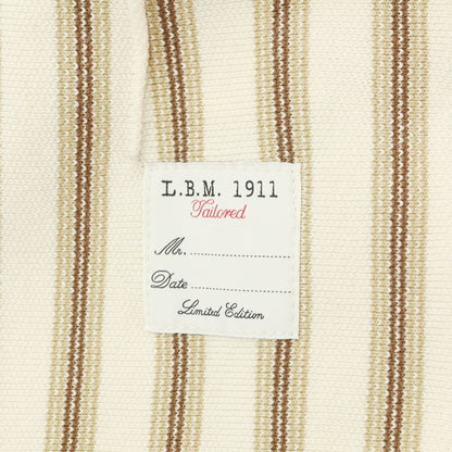 [New Outlet] LBM1911 Mid-gauge cotton striped knit jacket, ivory x beige [44] [Condition rank N-] [Men&