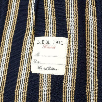 [New] LBM1911 Mid-gauge cotton striped knit jacket Navy x brown beige [44] [Condition rank N] [Men&