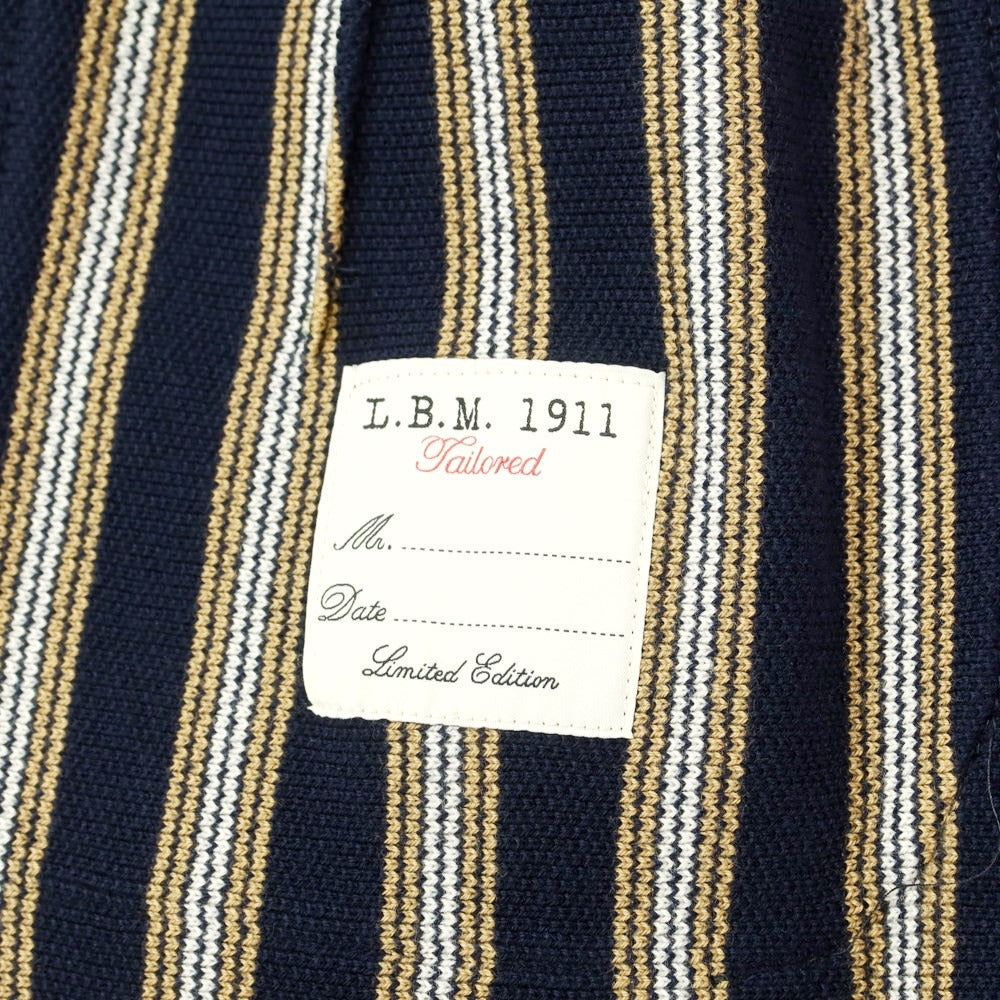 [New] LBM1911 Mid-gauge cotton striped knit jacket Navy x brown beige [46] [Condition rank N] [Men&