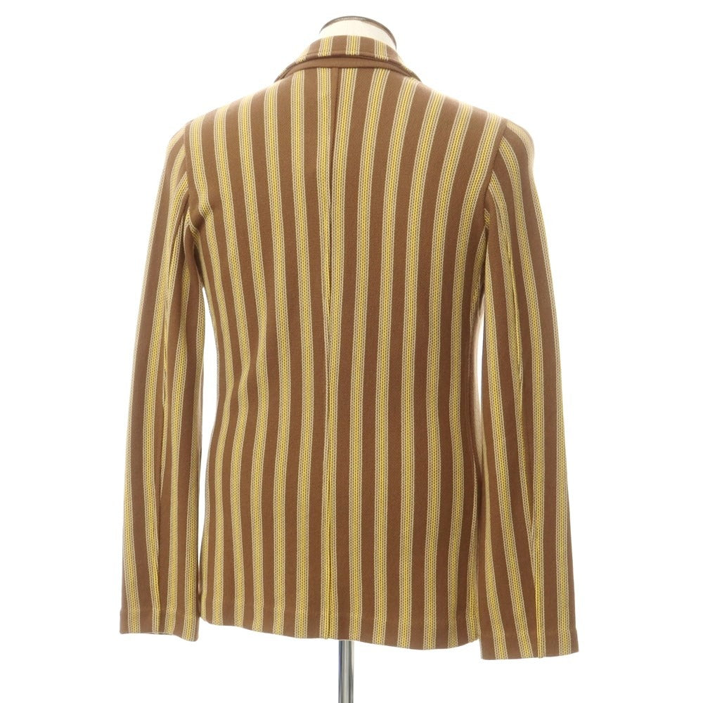 [New] LBM1911 Mid-gauge cotton striped knit jacket, brown x yellow [50] [Condition rank N] [Men&