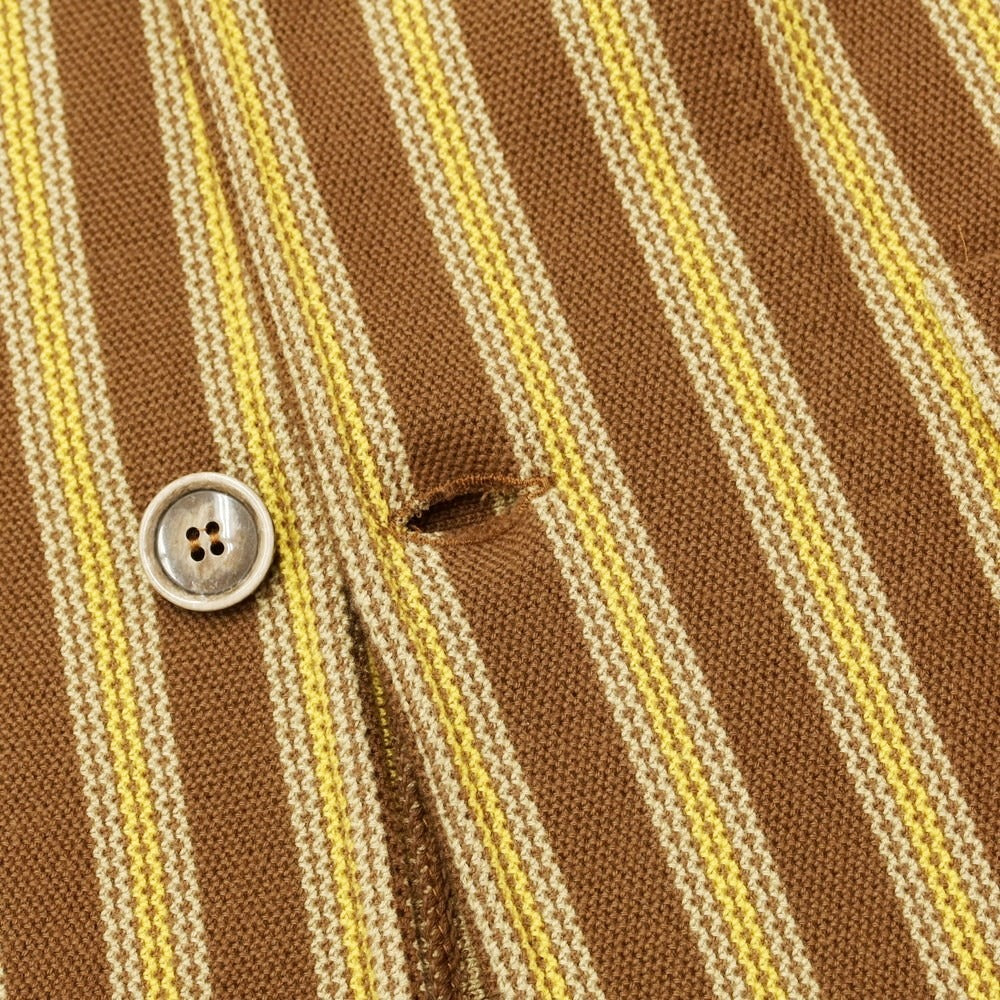 [New] LBM1911 Mid-gauge cotton striped knit jacket, brown x yellow [50] [Condition rank N] [Men&