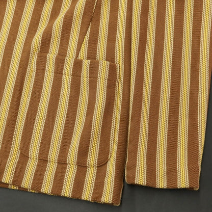 [New] LBM1911 Mid-gauge cotton striped knit jacket, brown x yellow [50] [Condition rank N] [Men&