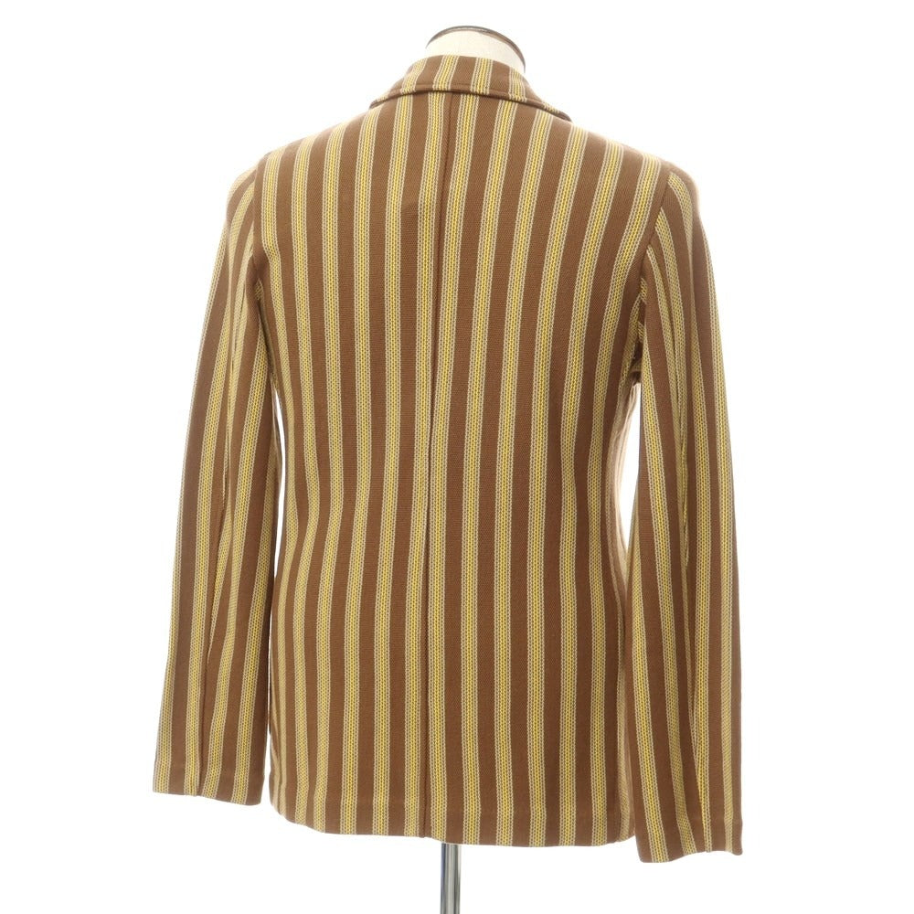 [New] LBM1911 Mid-gauge cotton striped knit jacket, brown x yellow [52] [Condition rank N] [Men&