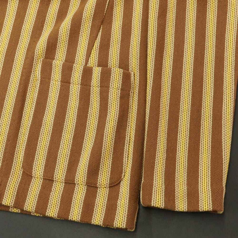 [New] LBM1911 Mid-gauge cotton striped knit jacket, brown x yellow [52] [Condition rank N] [Men&