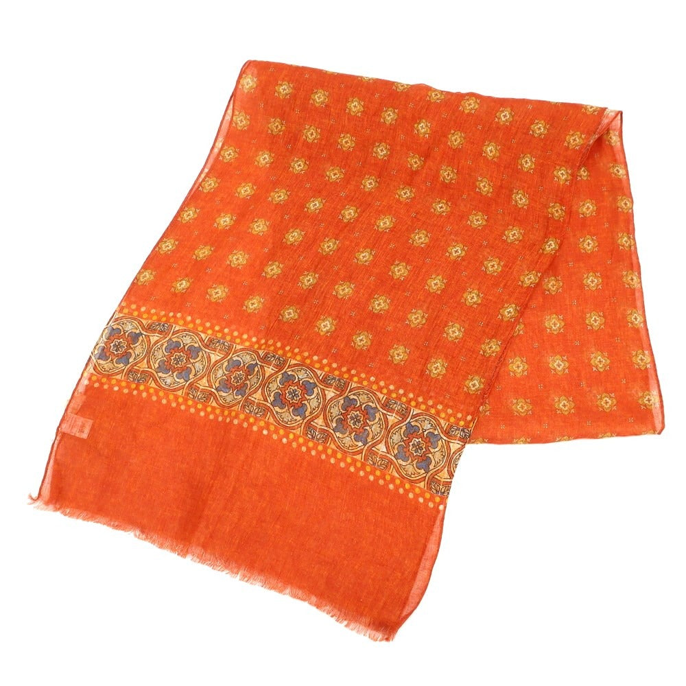 [New] LBM1911 Linen Print Stole Orange x Yellow [Condition Rank N] [Men&