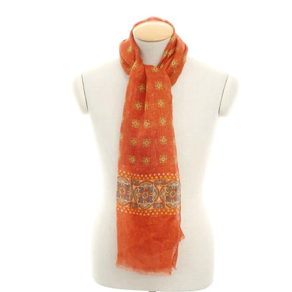 [New] LBM1911 Linen Print Stole Orange x Yellow [Condition Rank N] [Men&