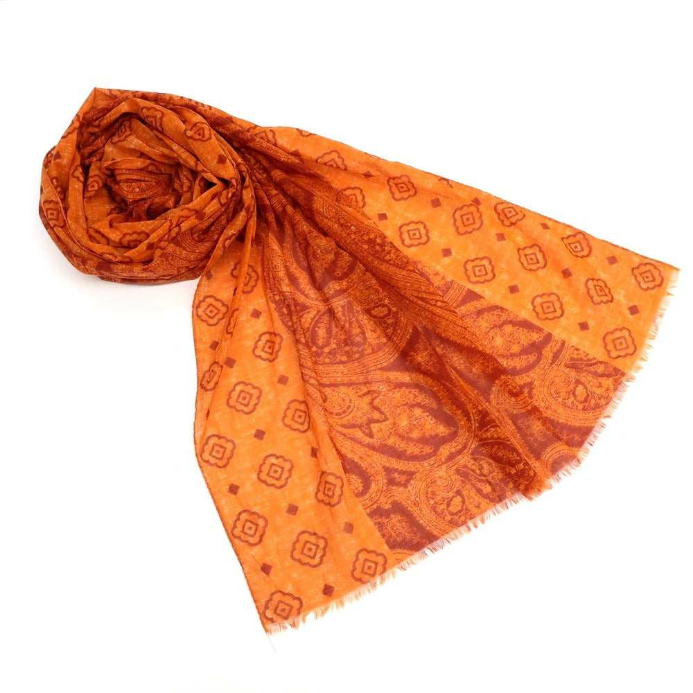 [New] LBM1911 Cotton Printed Stole Orange x Red [Condition Rank N] [Men&