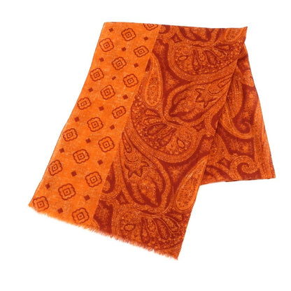 [New] LBM1911 Cotton Printed Stole Orange x Red [Condition Rank N] [Men&