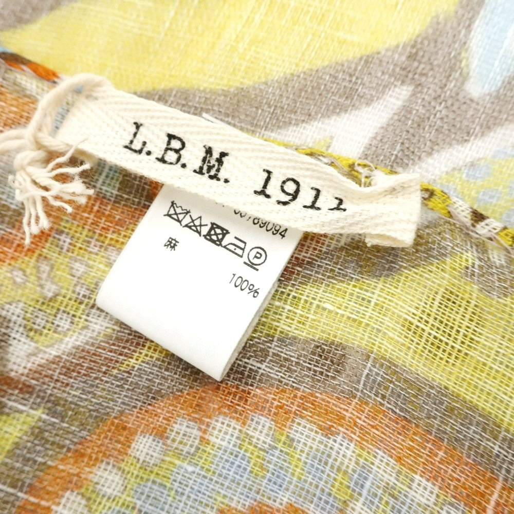 [New] LBM1911 Linen Print Stole Yellow x Brown [Condition Rank N] [Men&