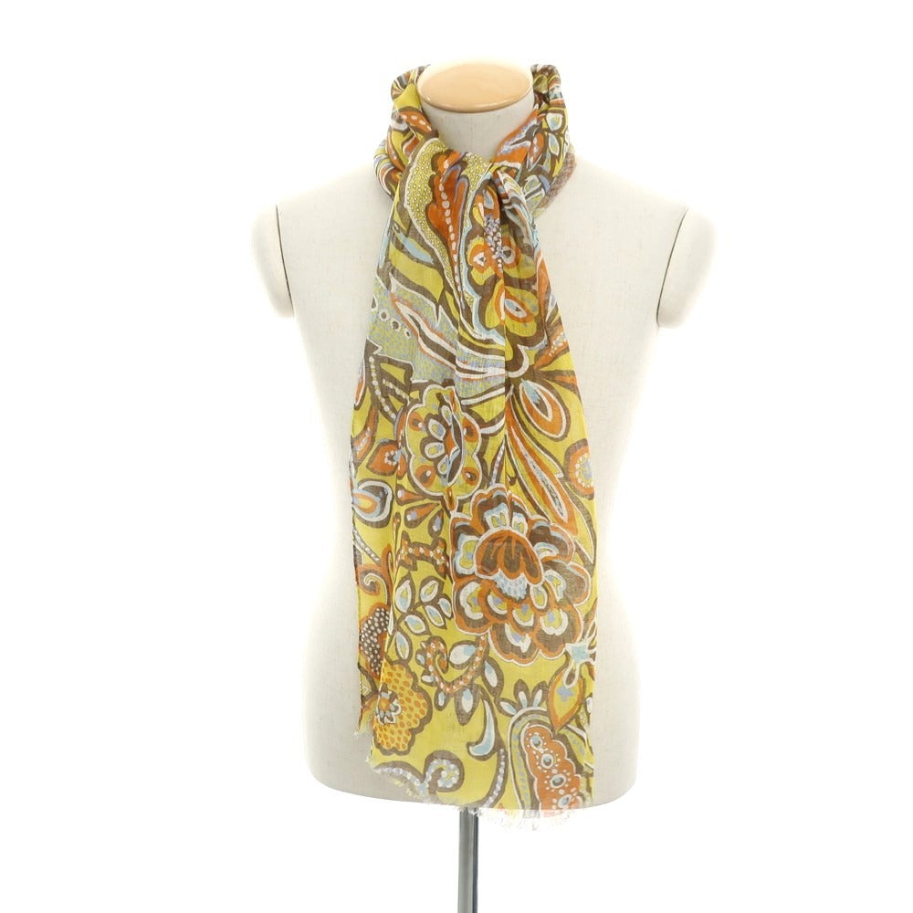 [New] LBM1911 Linen Print Stole Yellow x Brown [Condition Rank N] [Men&