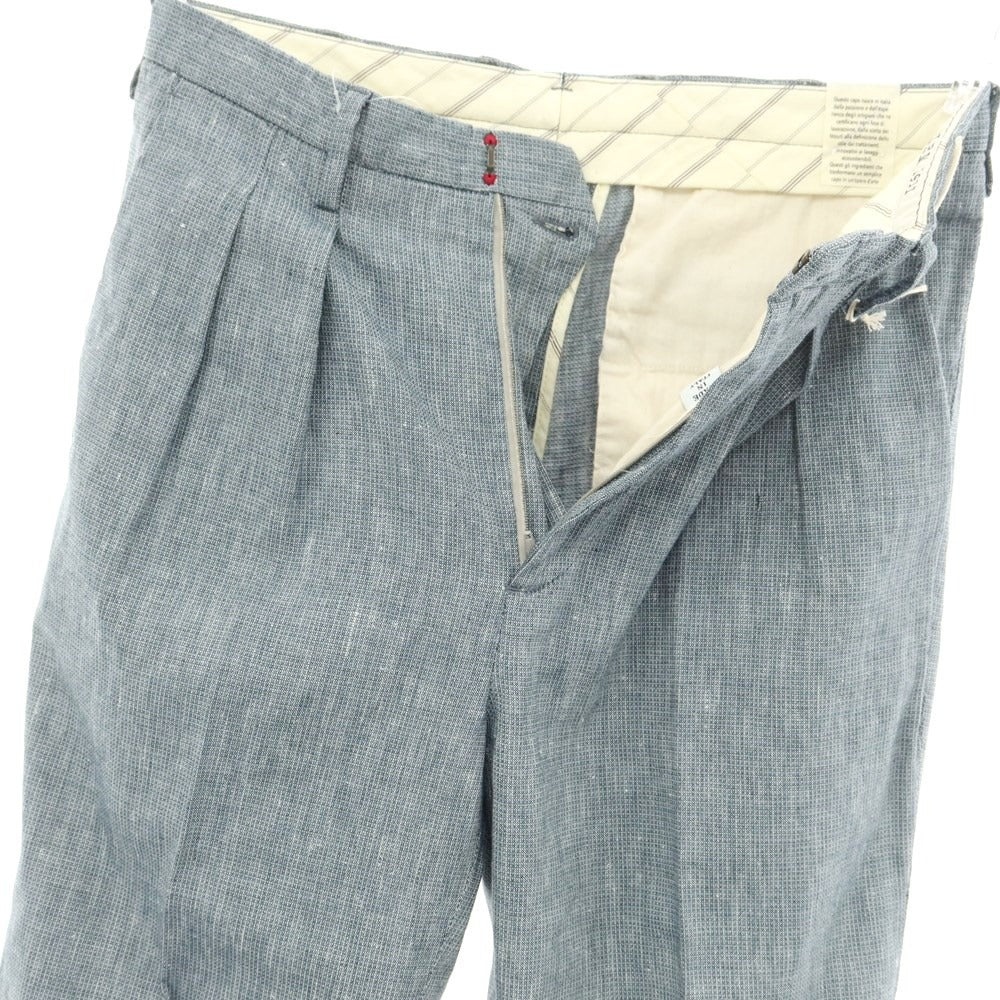 [New] LBM1911 Linen Cotton Casual Slacks Pants Dark Blue x White [Size 44] [BLU] [S/S] [Condition Rank N] [Men&