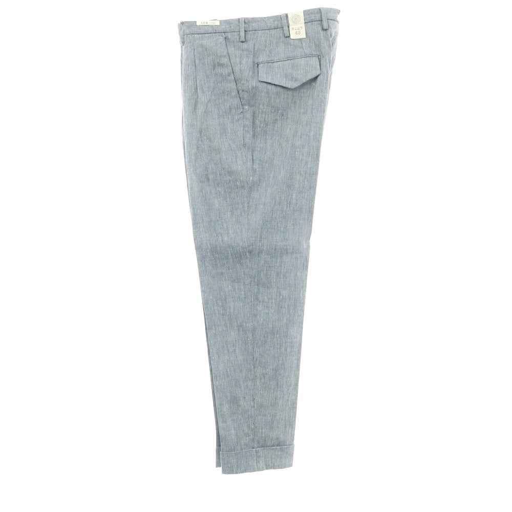 [New] LBM1911 Linen Cotton Casual Slacks Pants Dark Blue x White [Size 48] [BLU] [S/S] [Condition Rank N] [Men&