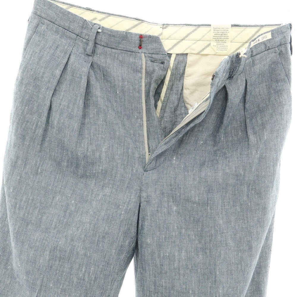 [New] LBM1911 Linen Cotton Casual Slacks Pants Dark Blue x White [Size 48] [BLU] [S/S] [Condition Rank N] [Men&