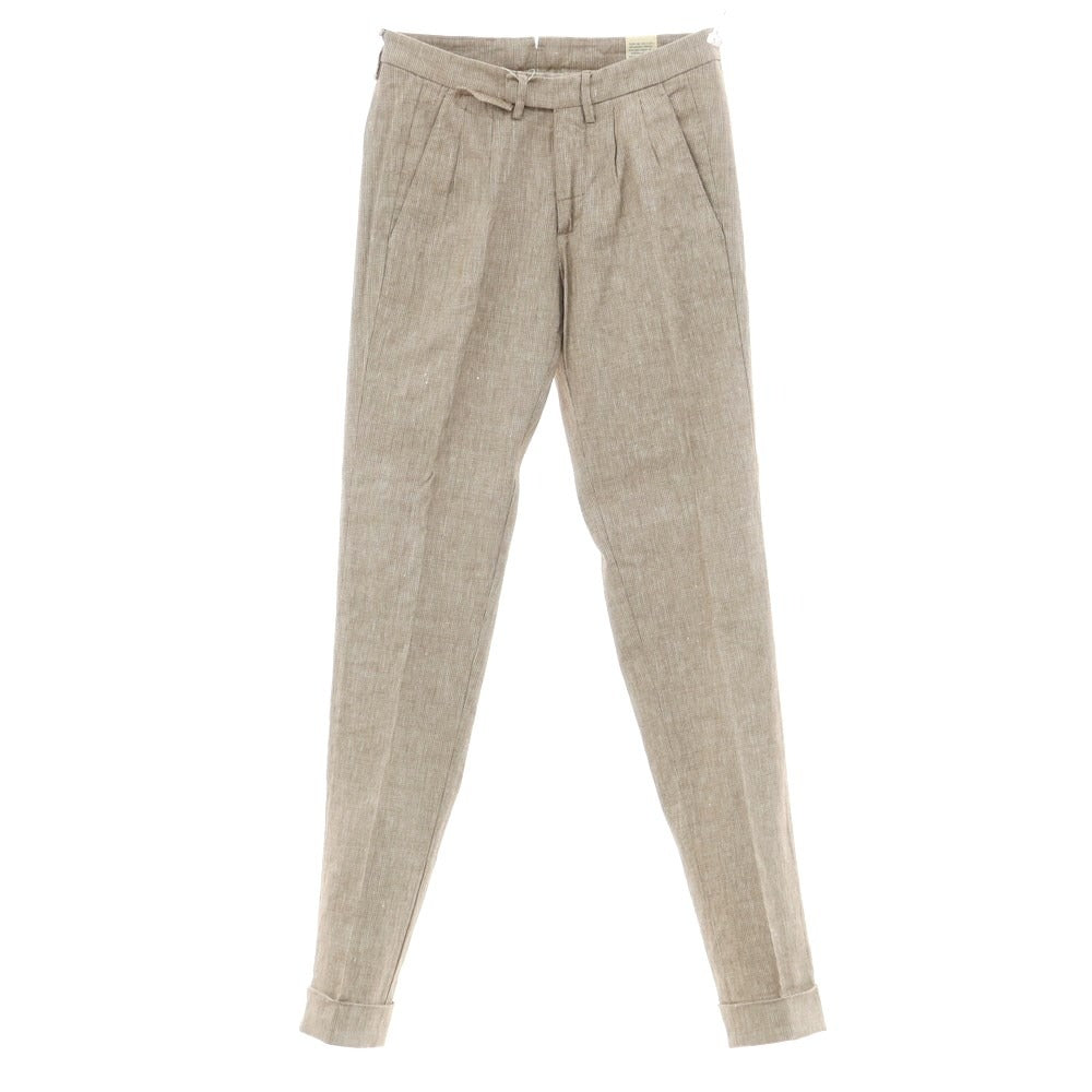 [New] LBM1911 Linen Cotton Casual Slacks Pants Brown x White [Size 44] [BRW] [S/S] [Condition Rank N] [Men&