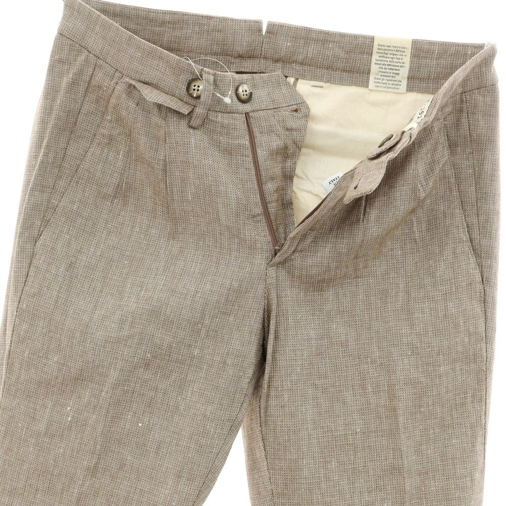 [New] LBM1911 Linen Cotton Casual Slacks Pants Brown x White [Size 44] [BRW] [S/S] [Condition Rank N] [Men&