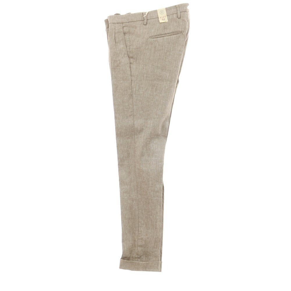 [New] LBM1911 Linen Cotton Casual Slacks Pants Brown x White [Size 44] [BRW] [S/S] [Condition Rank N] [Men&