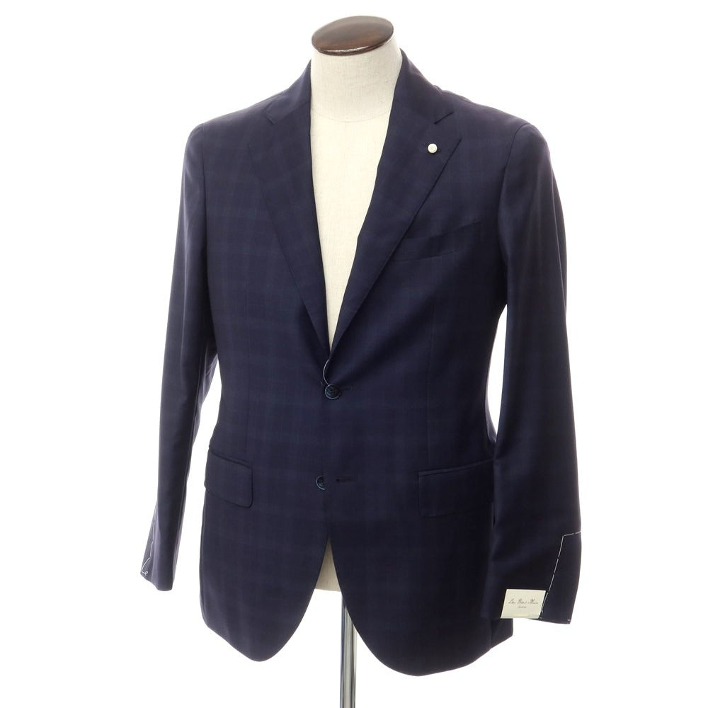 [New] Luigi Bianchi Mantova Wool Check Tailored Jacket Navy [Size 48] [NVY] [S/S] [Condition Rank N] [Men&