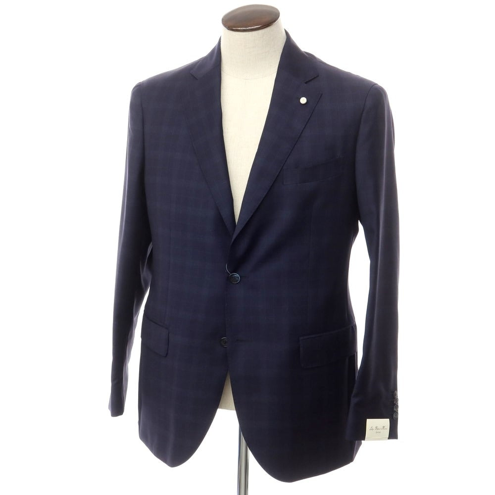 [New Outlet] Luigi Bianchi Mantova Wool Check Tailored Jacket Navy [Size 50] [NVY] [S/S] [Condition Rank N-] [Men&