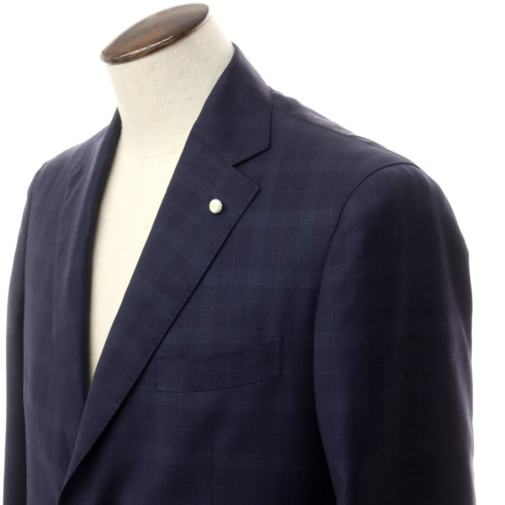 [New Outlet] Luigi Bianchi Mantova Wool Check Tailored Jacket Navy [Size 50] [NVY] [S/S] [Condition Rank N-] [Men&