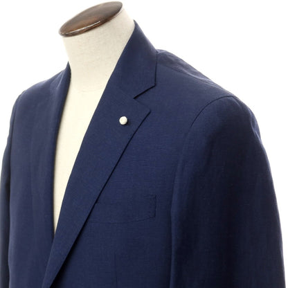 [New Outlet] Luigi Bianchi Mantova Wool Linen 2B Tailored Jacket Navy [Size 52] [NVY] [S/S] [Condition Rank N-] [Men&