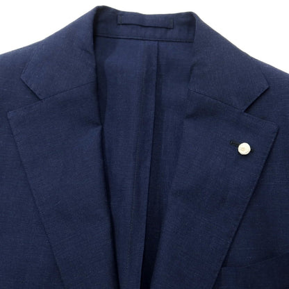 [New Outlet] Luigi Bianchi Mantova Wool Linen 2B Tailored Jacket Navy [Size 52] [NVY] [S/S] [Condition Rank N-] [Men&