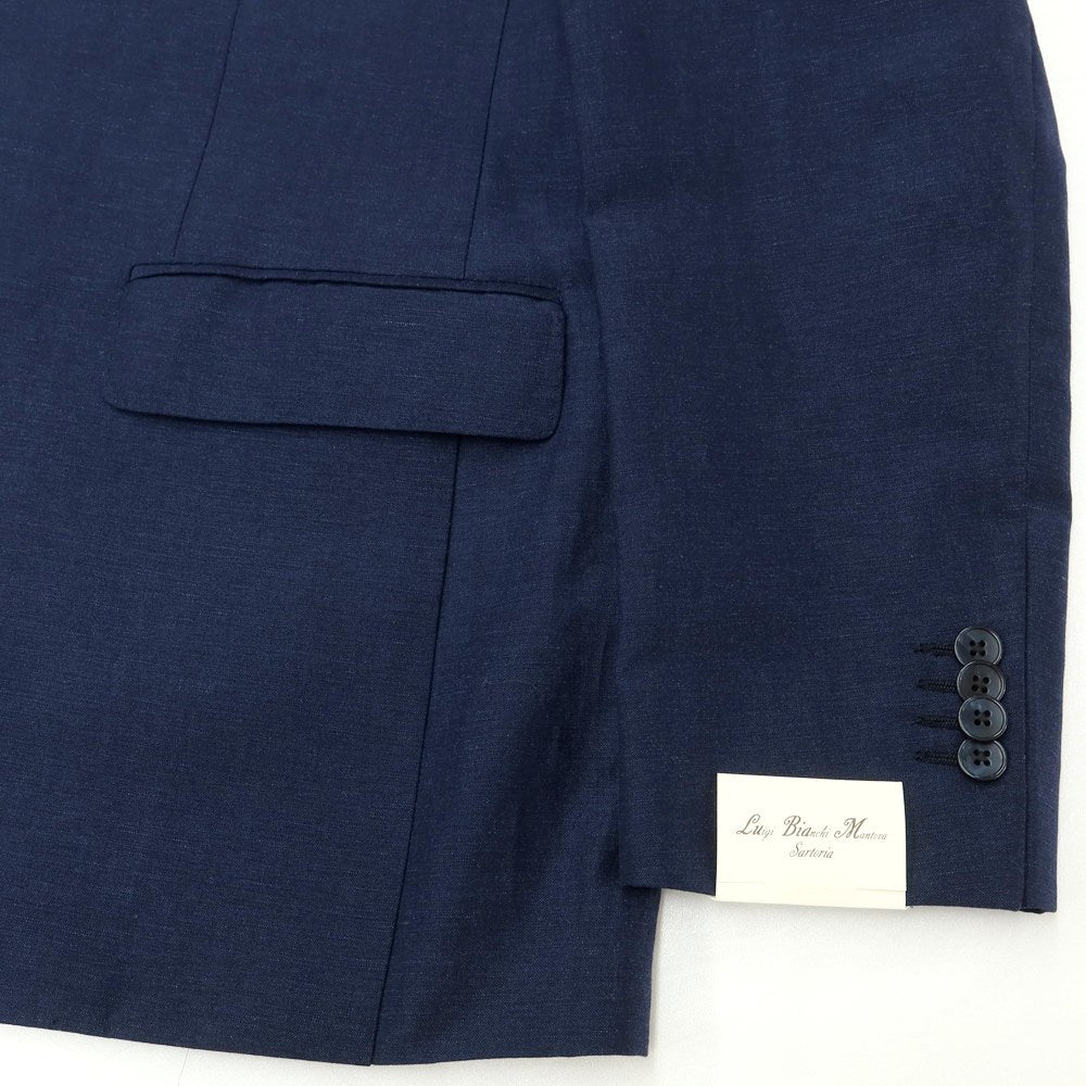 [New Outlet] Luigi Bianchi Mantova Wool Linen 2B Tailored Jacket Navy [Size 52] [NVY] [S/S] [Condition Rank N-] [Men&