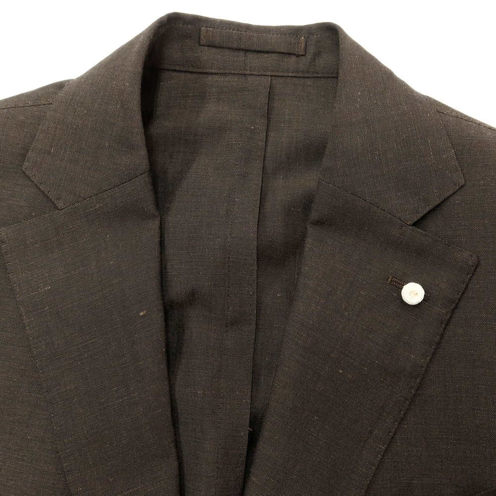 [New Outlet] Luigi Bianchi Mantova Wool Linen Tailored Jacket Brown [48] [Condition Rank N-] [Men&