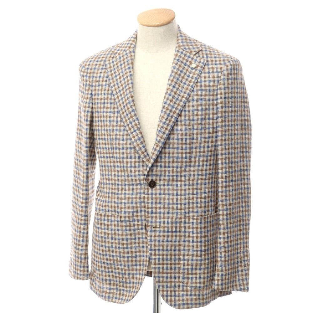 [New] Luigi Bianchi Mantova Wool Silk Linen Tailored Jacket Beige x Blue [Size 44] [BEI] [S/S] [Condition Rank N] [Men&