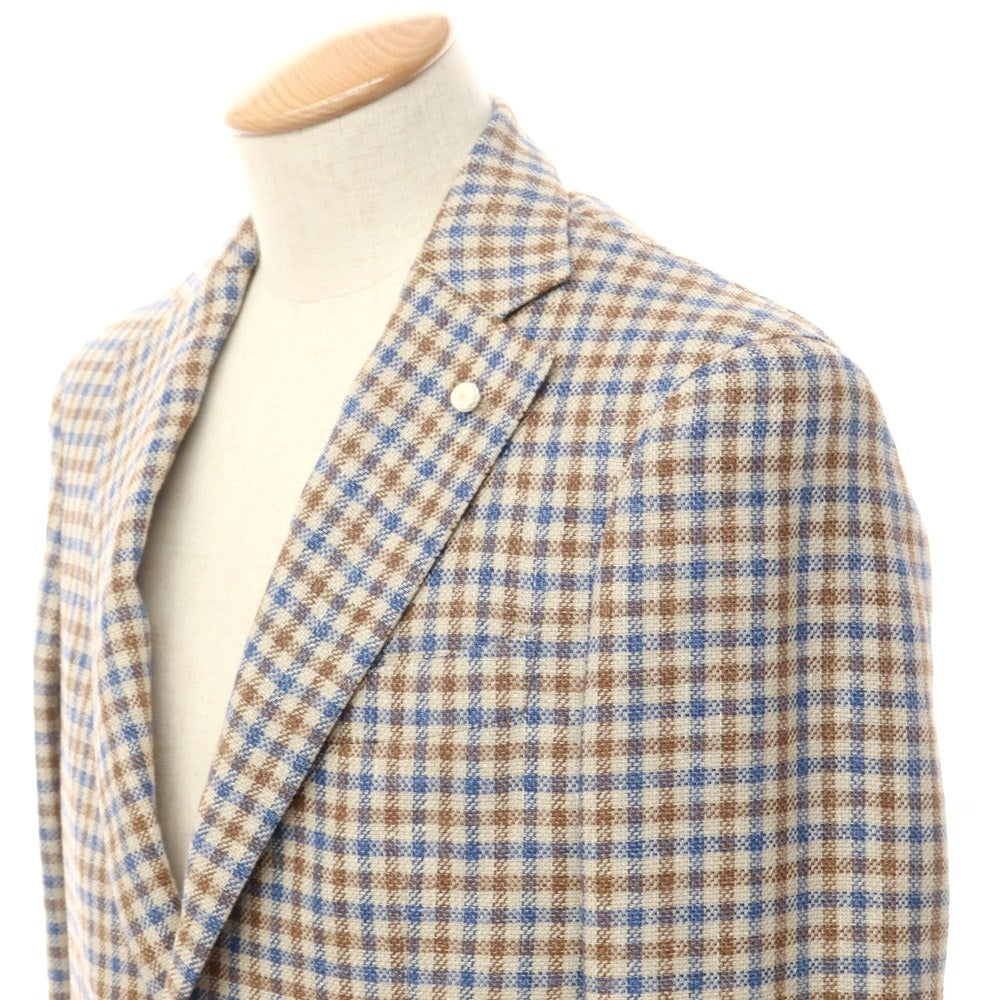 [New] Luigi Bianchi Mantova Wool Silk Linen Tailored Jacket Beige x Blue [Size 44] [BEI] [S/S] [Condition Rank N] [Men&