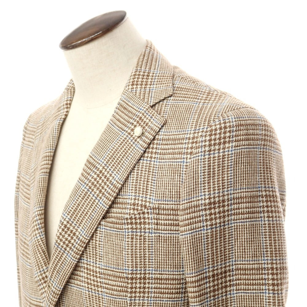 [New] Luigi Bianchi Mantova Wool Silk Linen Tailored Jacket Brown x White [Size 48] [BRW] [S/S] [Condition Rank N] [Men&