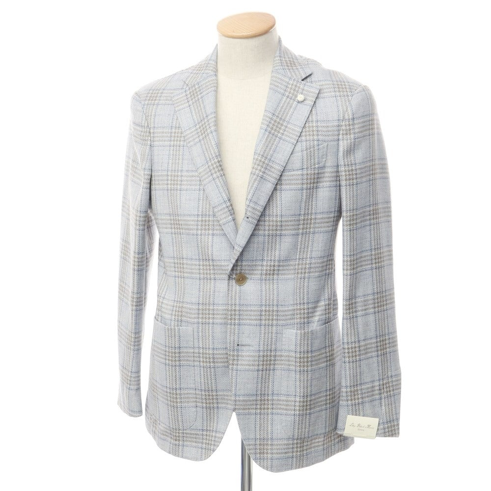 [New] Luigi Bianchi Mantova Wool Silk Linen Tailored Jacket Saxe Blue x Gray [Size 44] [BLU] [S/S] [Condition Rank N] [Men&