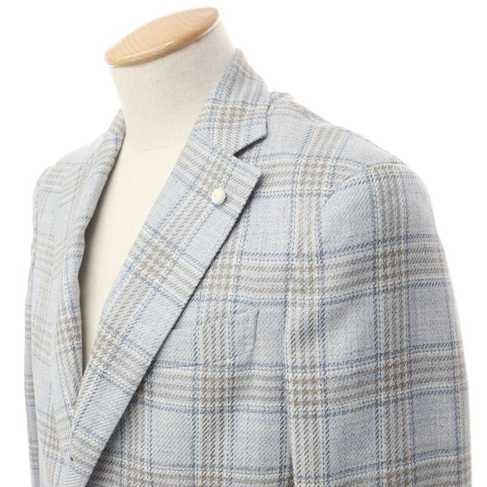 [New] Luigi Bianchi Mantova Wool Silk Linen Tailored Jacket Saxe Blue x Gray [Size 44] [BLU] [S/S] [Condition Rank N] [Men&