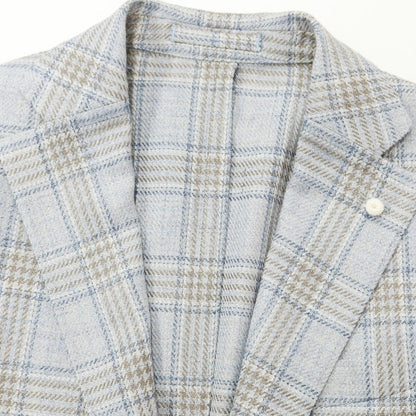 [New] Luigi Bianchi Mantova Wool Silk Linen Tailored Jacket Saxe Blue x Gray [Size 44] [BLU] [S/S] [Condition Rank N] [Men&